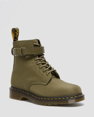 Men's Dr Martens 1460 Futura Olive Strap Lace Up Boots Olive | AU 511CTV